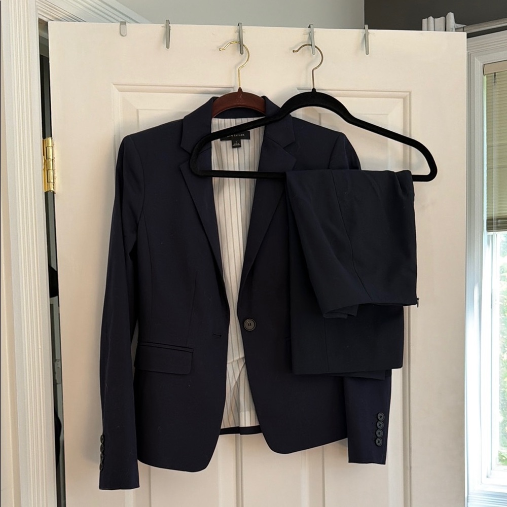 Ann Taylor Navy Blazer and Midi Skirt Size 0